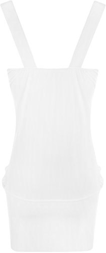 WearAll - Damen Lange Elastisch Wasserfall Top Kleid - Weiß - 48-50 - 2