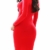 YMING Damen Abendkleid Sexy figurbetontes Kleid Cocktailkleid Abendmode Strechkleid Übergröße,Rot,XXL/DE 44-46 - 3