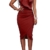 YMING Damen Midi Kleid Rüsche Kleid Tief V-Ausschnitt Partykleid Bodycon Stretchkleid,Rot,XL/DE 42-44 - 1