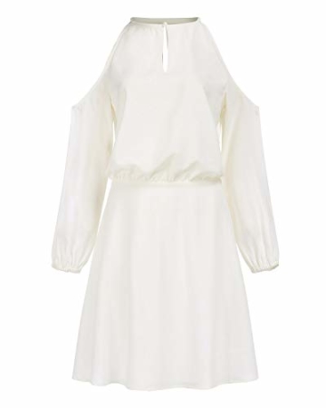 YOINS Sommerkleid Damen Kurz Schulterfrei Kleid Elegante Kleider für Damen Strandmode Langarm Neckholder A Linie Weiß-1 EU44(Kleiner als Reguläre Größe) - 4