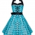 Zarlena Damen Rockabilly Kleid Polka Dots Punkte Tupfen Retro 50er Neckholder Türkis mit schwarzen Dots S 906--S - 