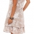 ZARMEXX Sommerkleid knielang doppellagig Baumwolle Kleid Strandkleid V-Ausschnitt floraler All-Over Print (Einheitsgröße: Gr. 38-40, beige) - 