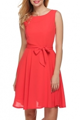 Zeagoo Damen Chiffon Kleid Partykleid Cocktailkleid Rot S -