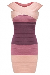 Zeagoo Damen Sexy Bodycon Schulterfrei Bandage Stretch Kleid Miniklleid Strickkleid - 1