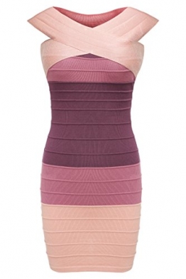 Zeagoo Damen Sexy Bodycon Schulterfrei Bandage Stretch Kleid Miniklleid Strickkleid - 1