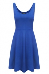 Zeagoo Damen Strandkleid Sommerkleid Tank Kleid Ausgestelltes Trägerkleid Knielang (EU 38/ M, Blau) -